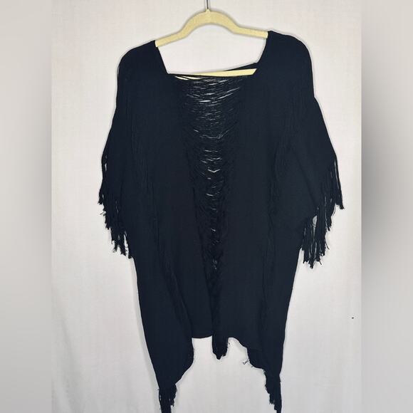 Boutique: New Bohemian Black Mexican Shirt – Unisex Shredded Back Festival Top - Picture 4 of 5